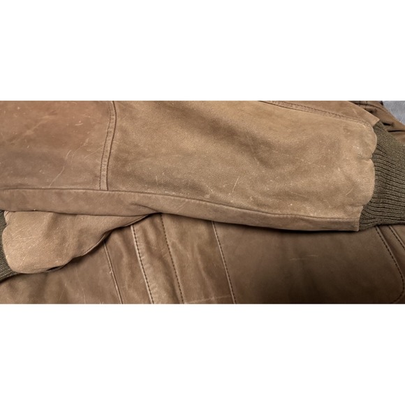 G-III Dark Brown Leather Bomber Jacket Suede-like SZ Medium Aviator - Picture 6 of 10